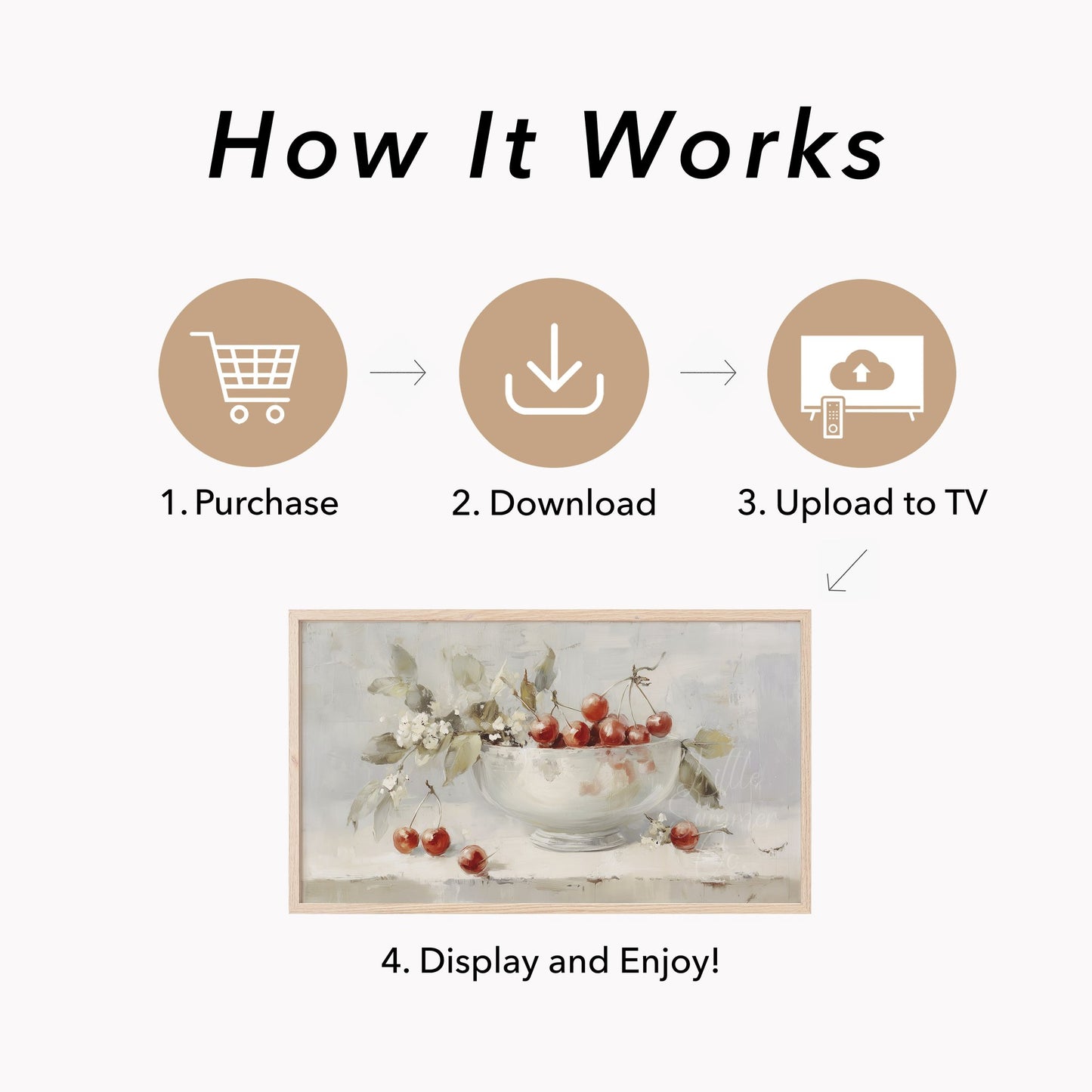 Cherry Bowl Blossoms Frame TV Art displayed on a TV