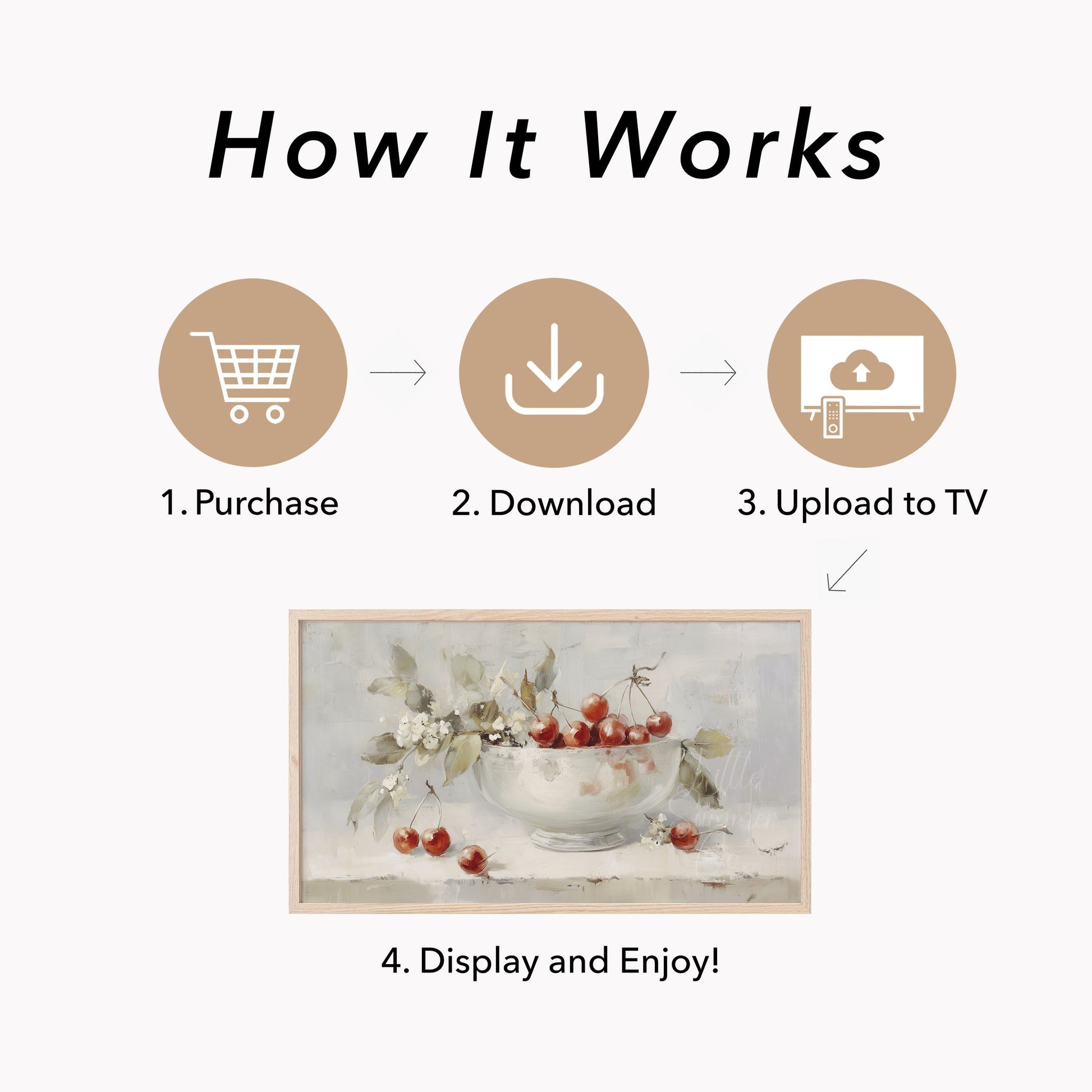 Cherry Bowl Blossoms Frame TV Art displayed on a TV