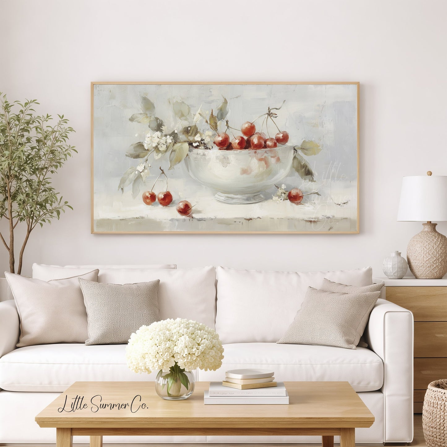 Cherry Bowl Blossoms Frame TV Art displayed on a TV