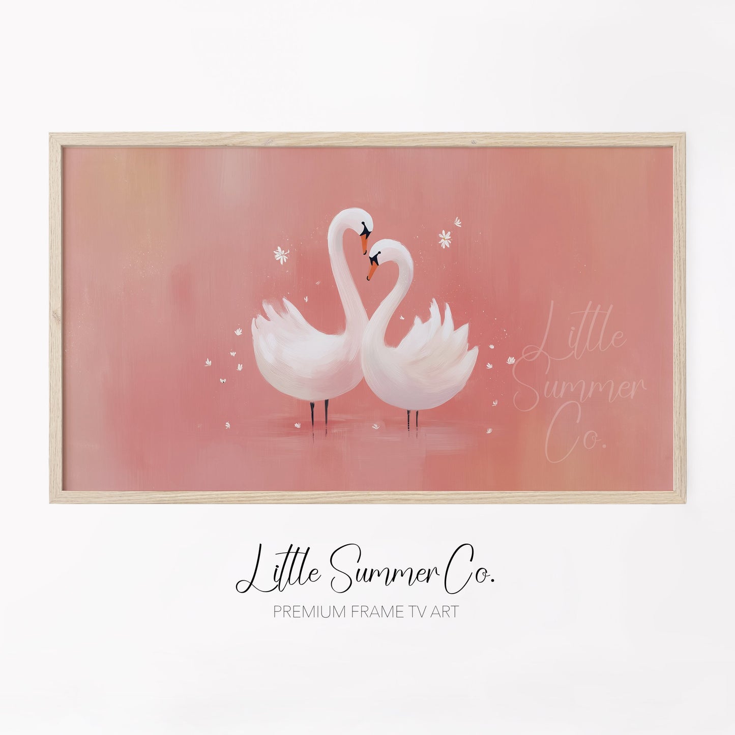 Swan Couple Frame TV Art displayed on a TV