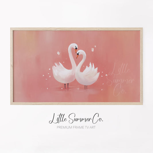 Swan Couple Frame TV Art displayed on a TV