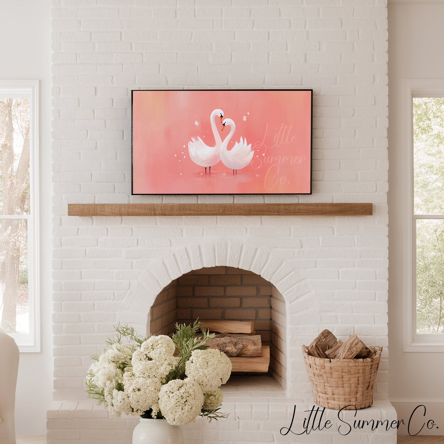 Swan Couple Frame TV Art displayed on a TV