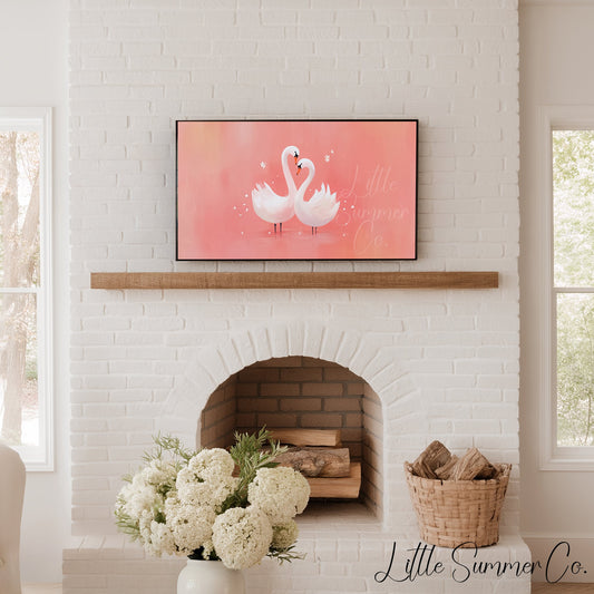 Swan Couple Frame TV Art displayed on a TV