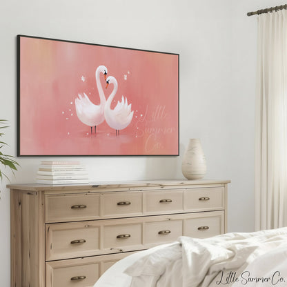 Swan Couple Frame TV Art displayed on a TV