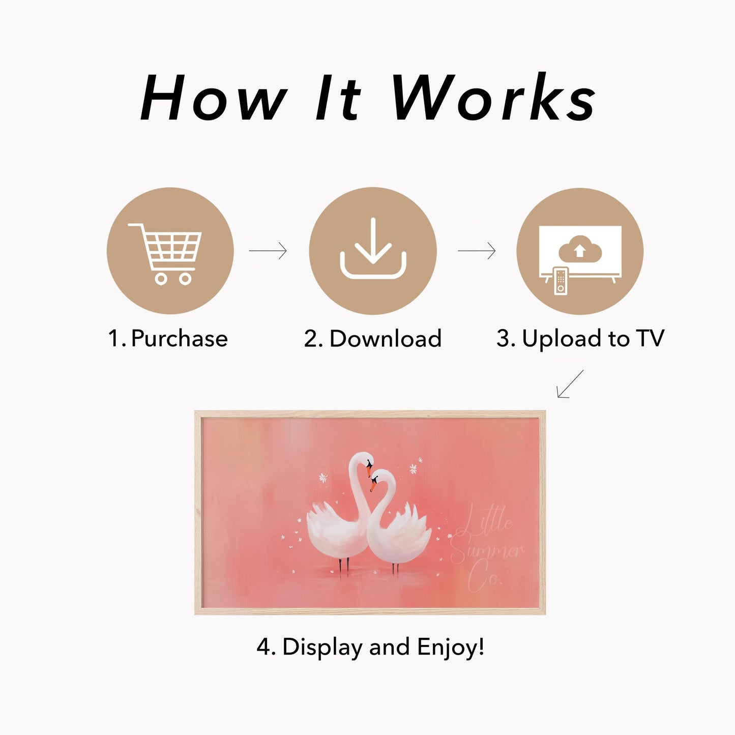 Swan Couple Frame TV Art displayed on a TV