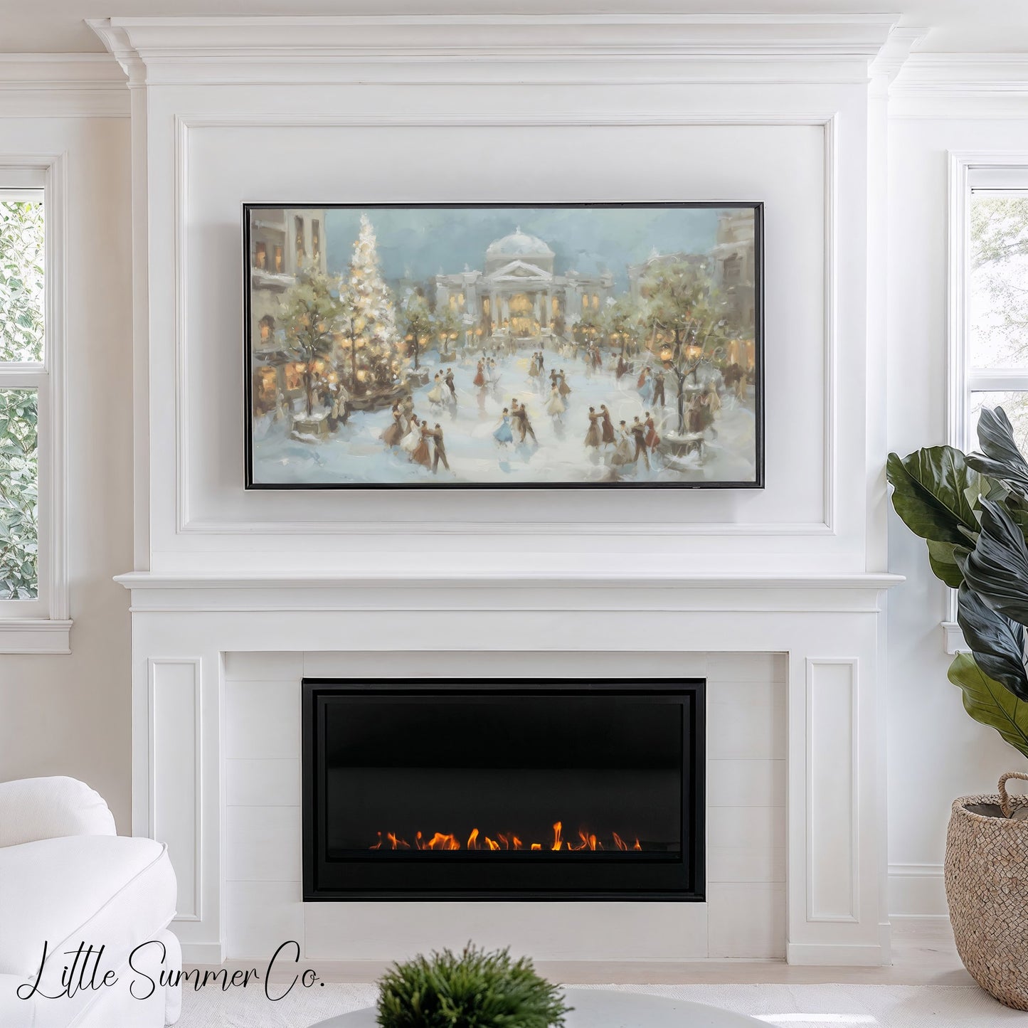 Holiday Town Square Frame TV Art displayed on a TV