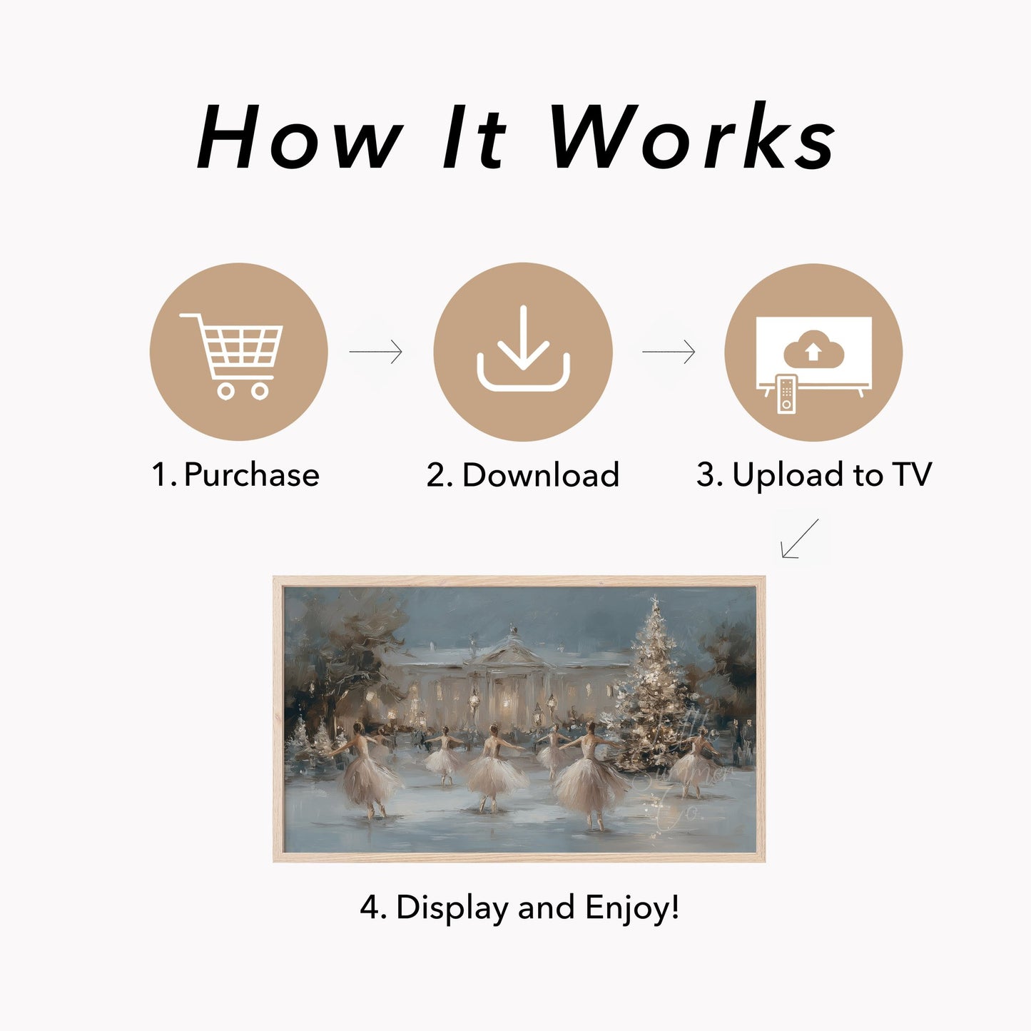 Ballet Christmas Tree Frame TV Art displayed on a TV
