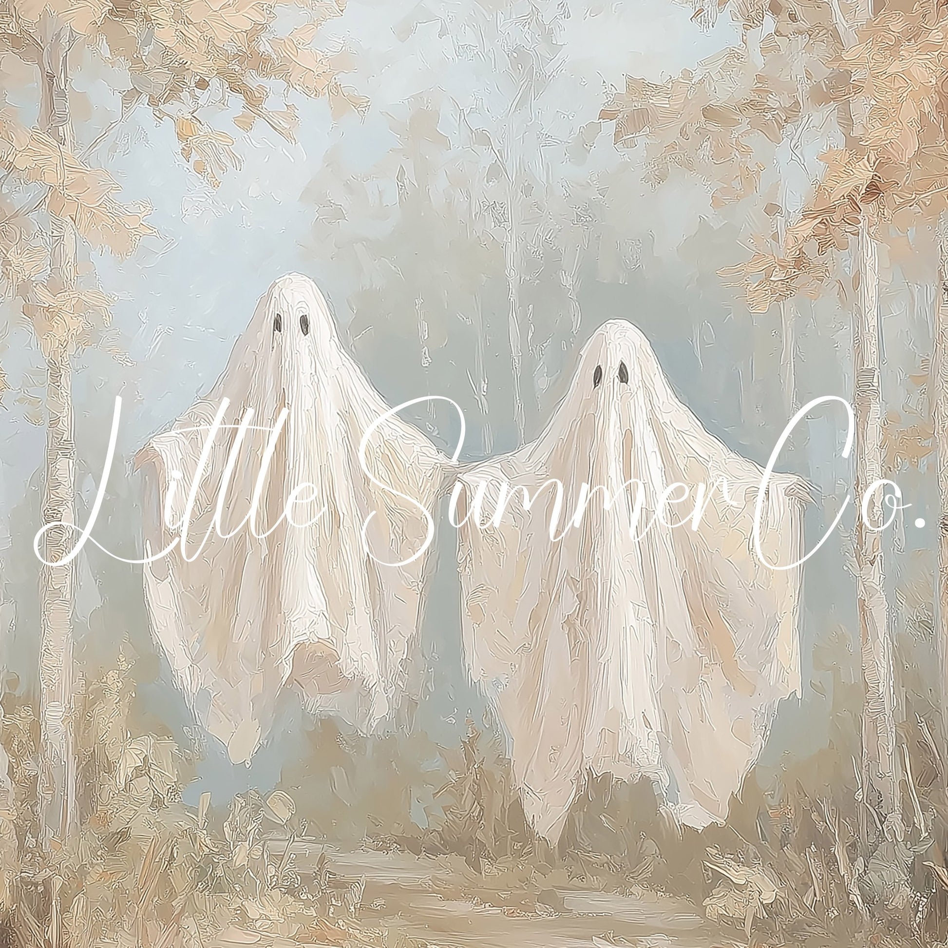 Ghosts In Birch Forest Frame TV Art displayed on a TV