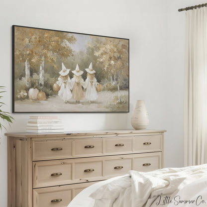 Witch Girls Frame TV Art displayed on a TV