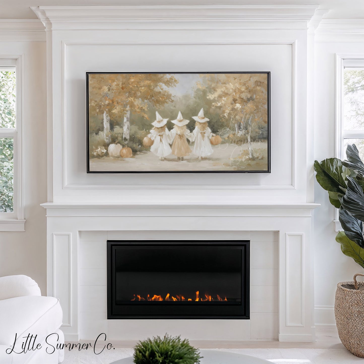 Witch Girls Frame TV Art displayed on a TV
