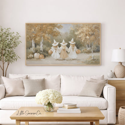 Witch Girls Frame TV Art displayed on a TV