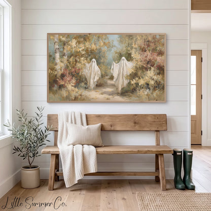 Ghosts Forest Path Frame TV Art displayed on a TV