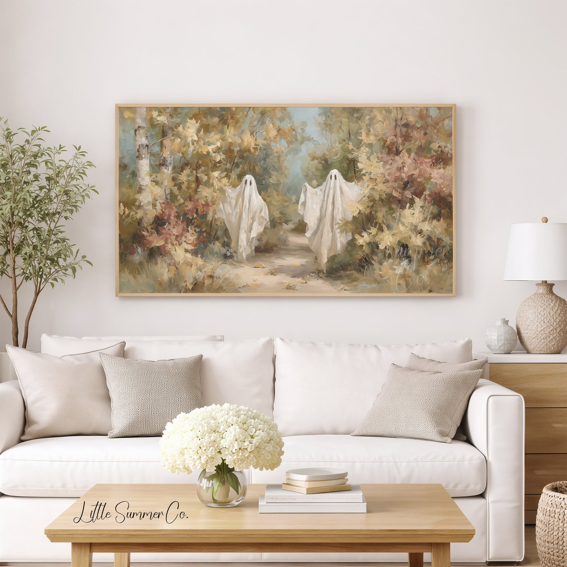 Ghosts Forest Path Frame TV Art displayed on a TV
