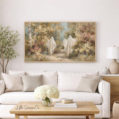 Ghosts Forest Path Frame TV Art displayed on a TV