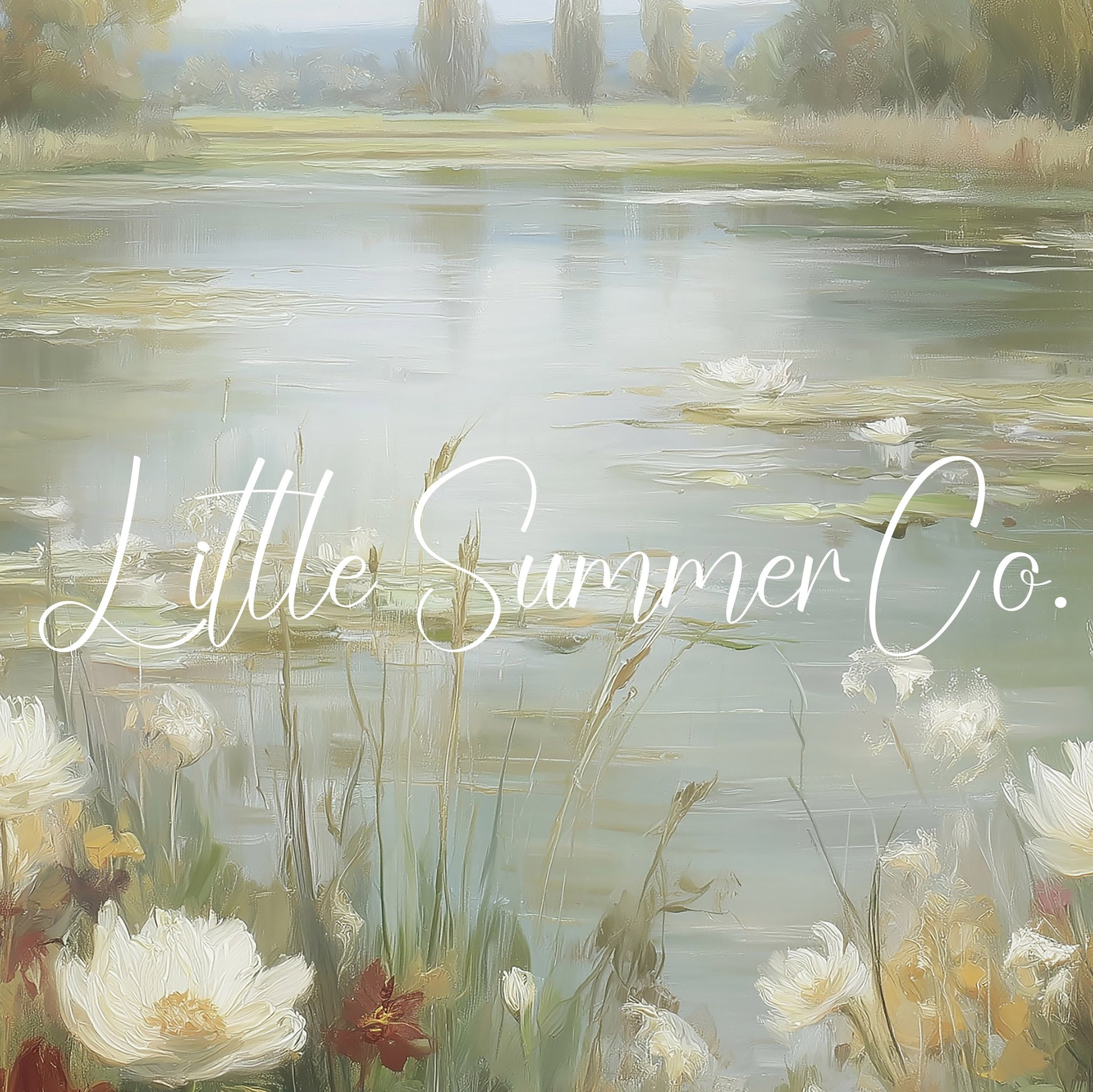 Wild Flower Meadow Pond Reflection Frame TV Art displayed on a TV