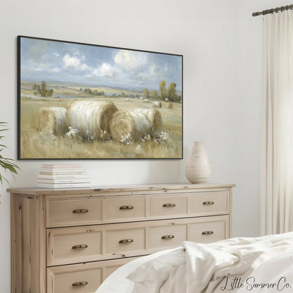 Hay Bales Frame TV Art displayed on a TV