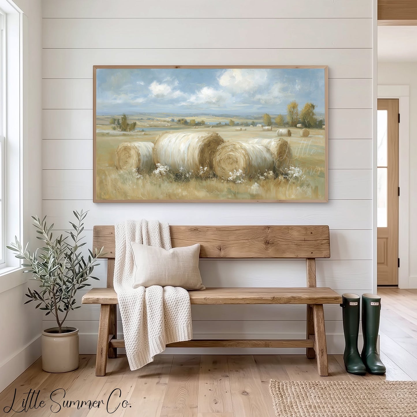 Hay Bales Frame TV Art displayed on a TV
