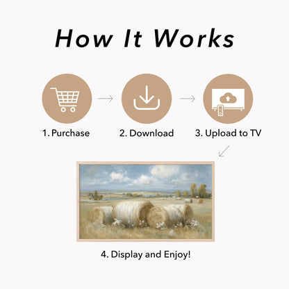 Hay Bales Frame TV Art displayed on a TV