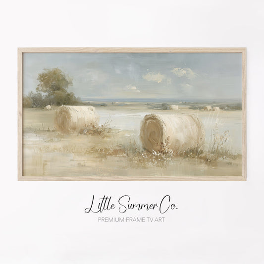 Hay Bales Field Frame TV Art displayed on a TV