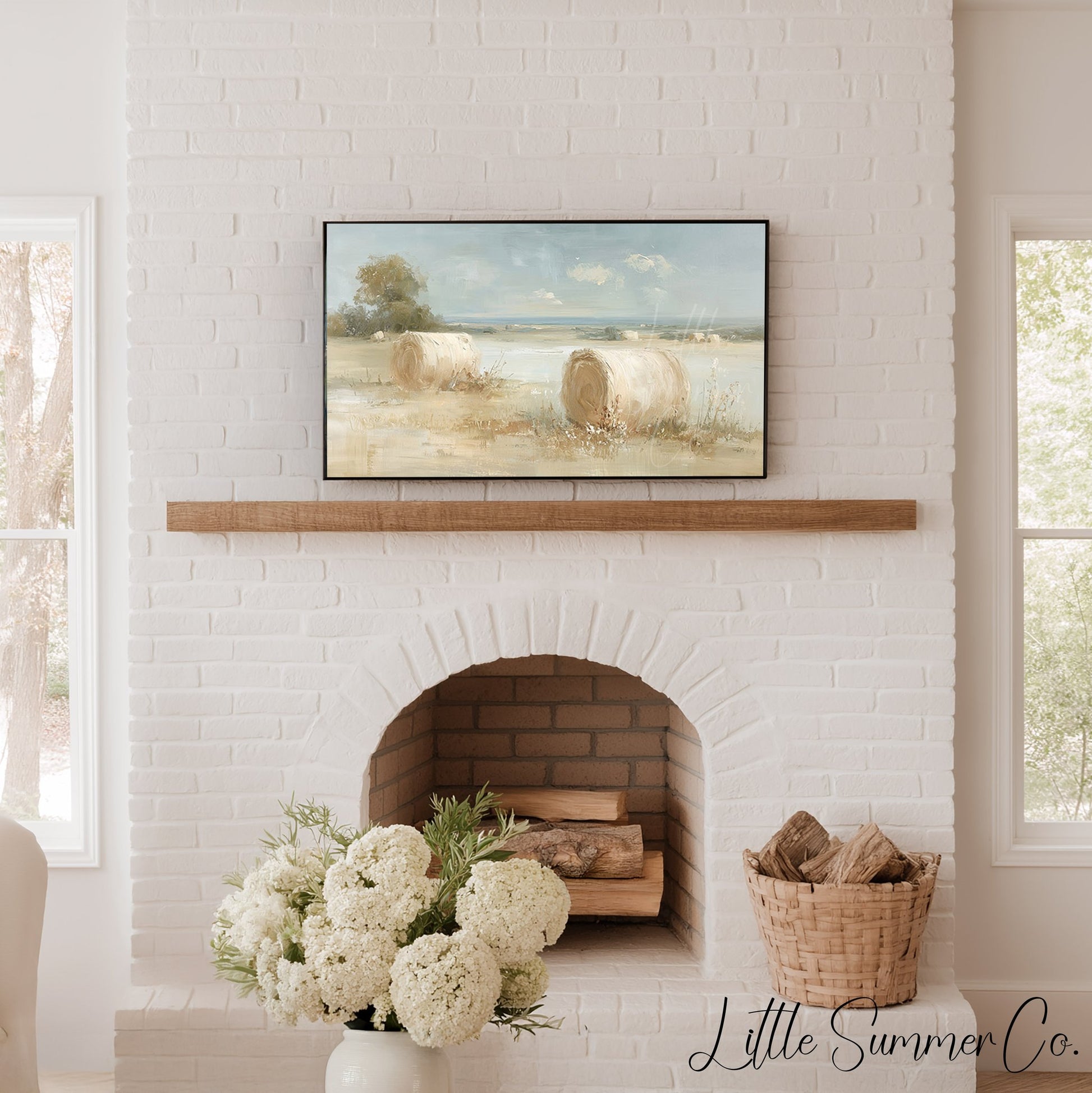 Hay Bales Field Frame TV Art displayed on a TV