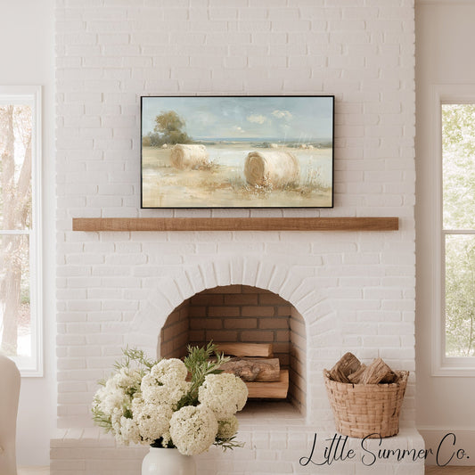 Hay Bales Field Frame TV Art displayed on a TV