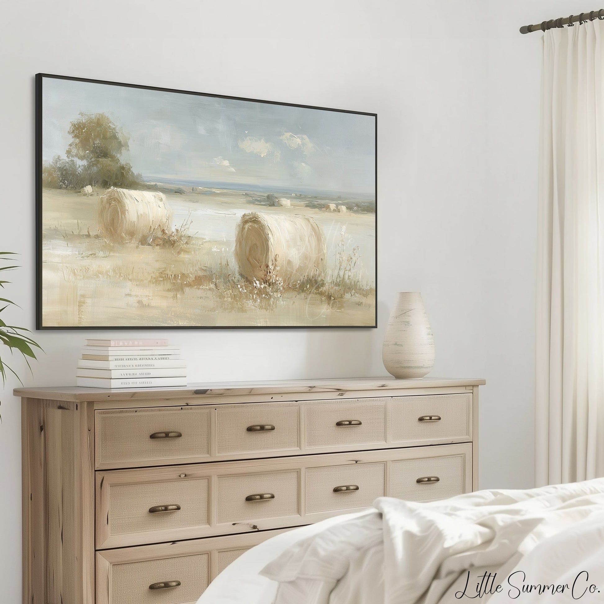 Hay Bales Field Frame TV Art displayed on a TV
