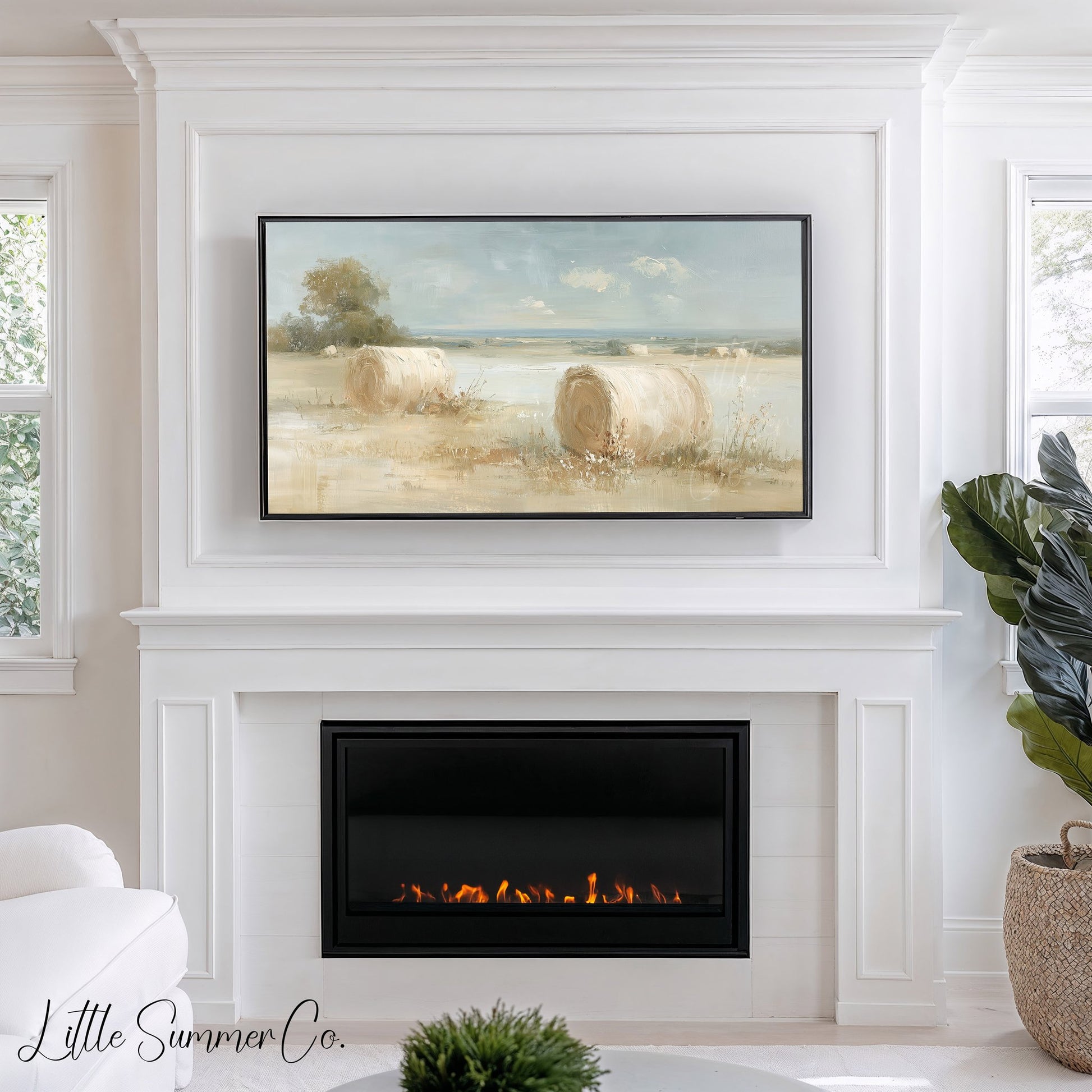 Hay Bales Field Frame TV Art displayed on a TV
