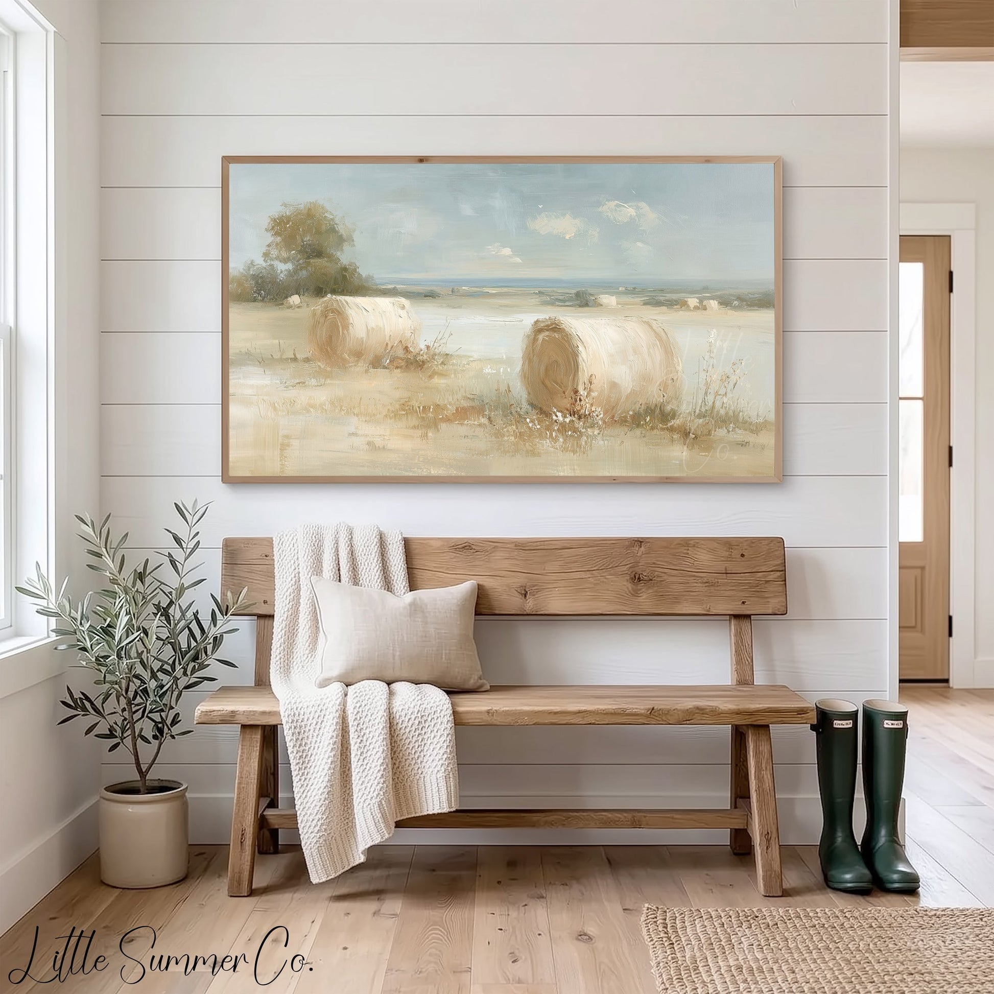 Hay Bales Field Frame TV Art displayed on a TV
