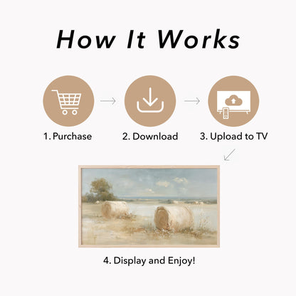 Hay Bales Field Frame TV Art displayed on a TV