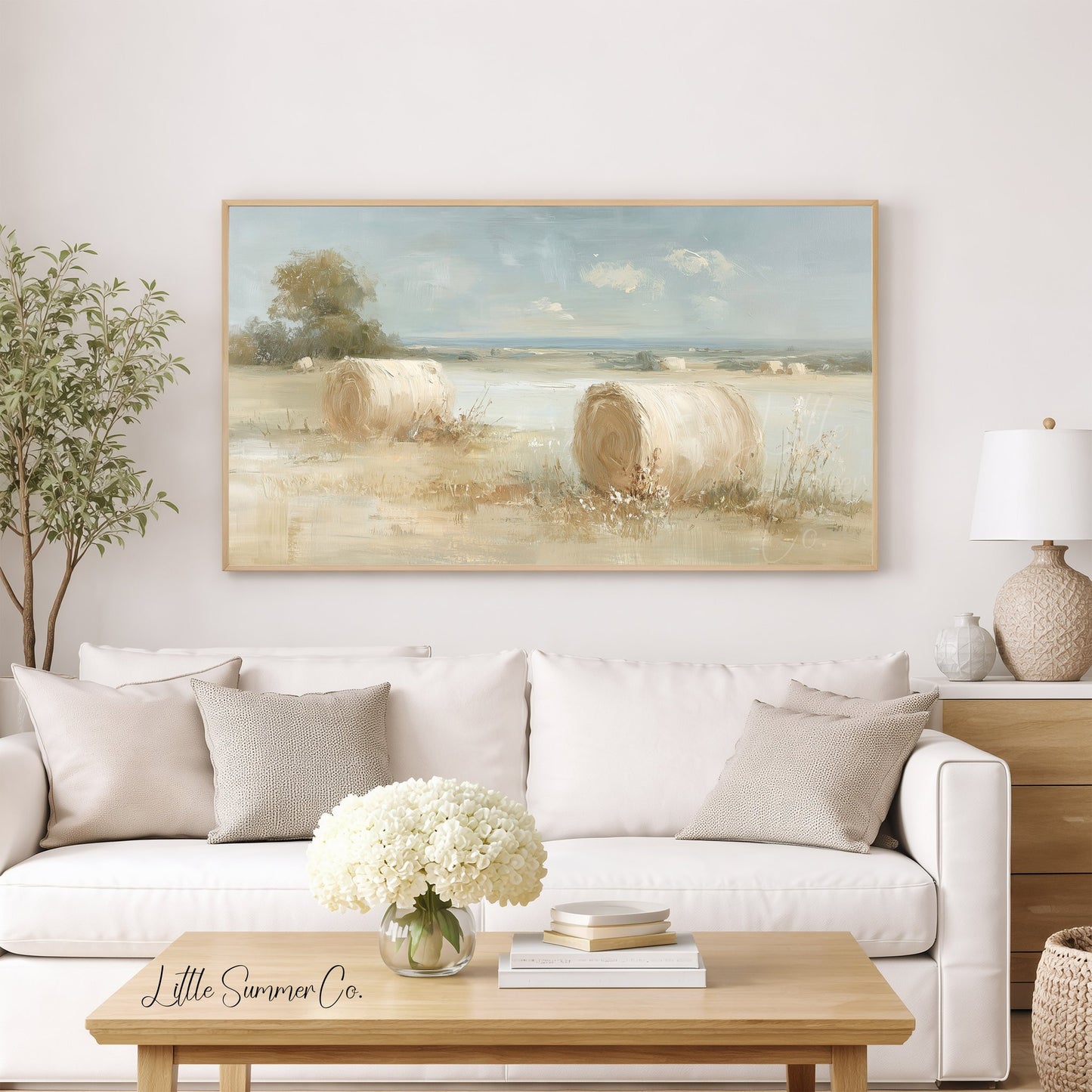 Hay Bales Field Frame TV Art displayed on a TV