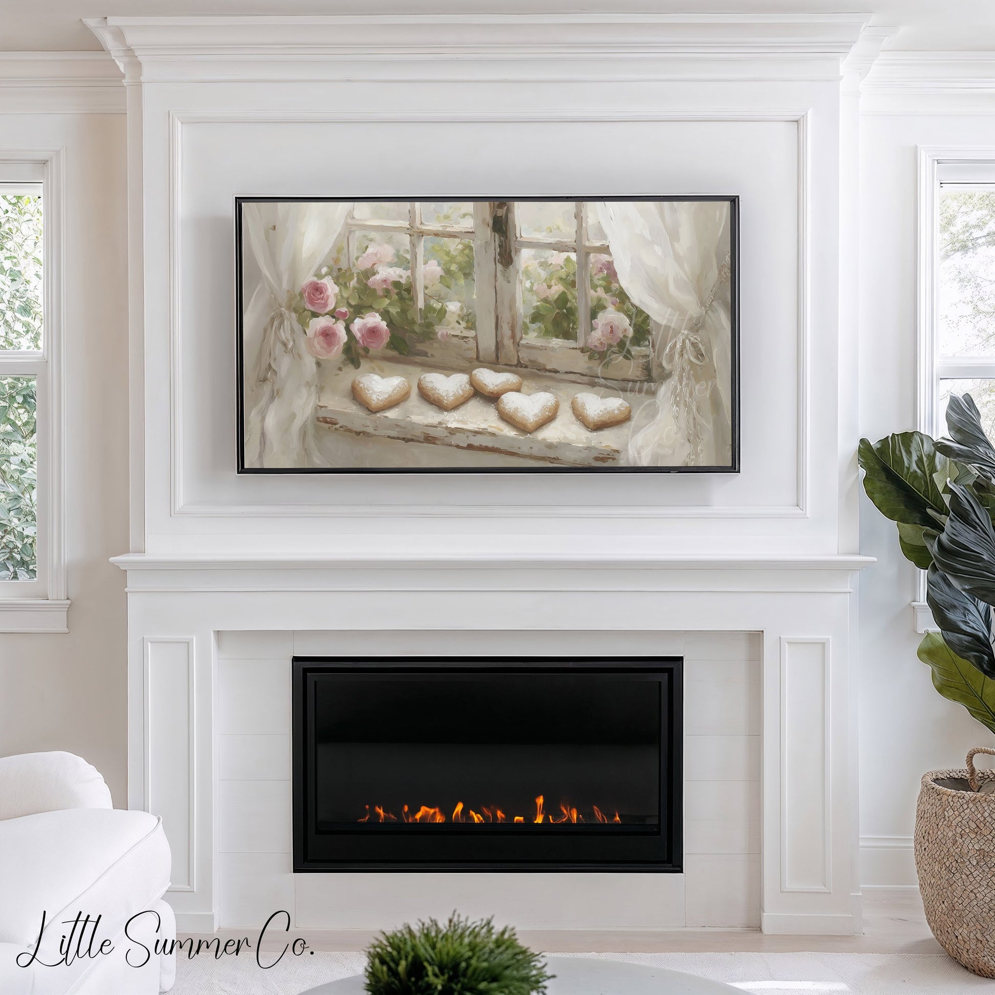 Heart Cookies Window Frame TV Art displayed on a TV