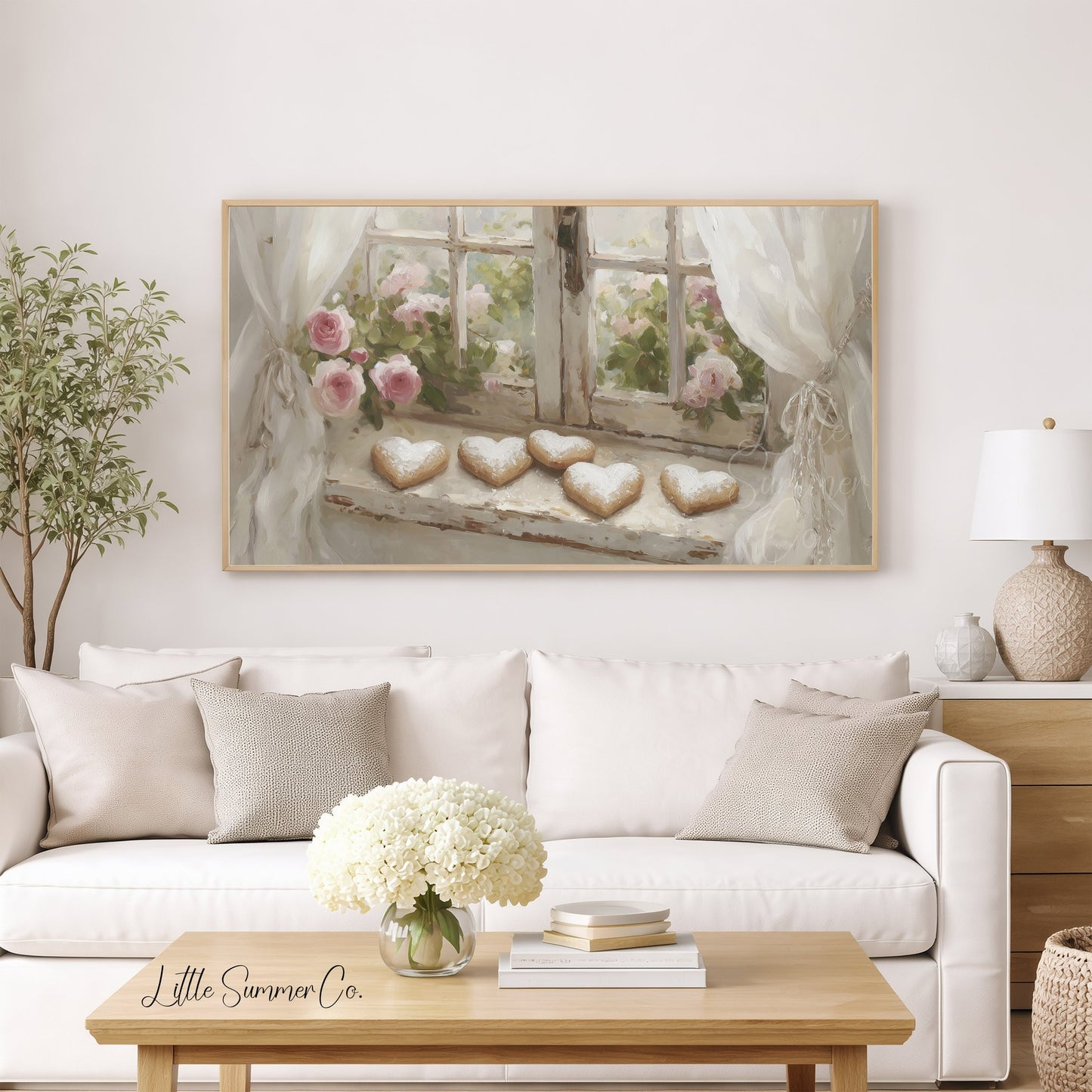 Heart Cookies Window Frame TV Art displayed on a TV