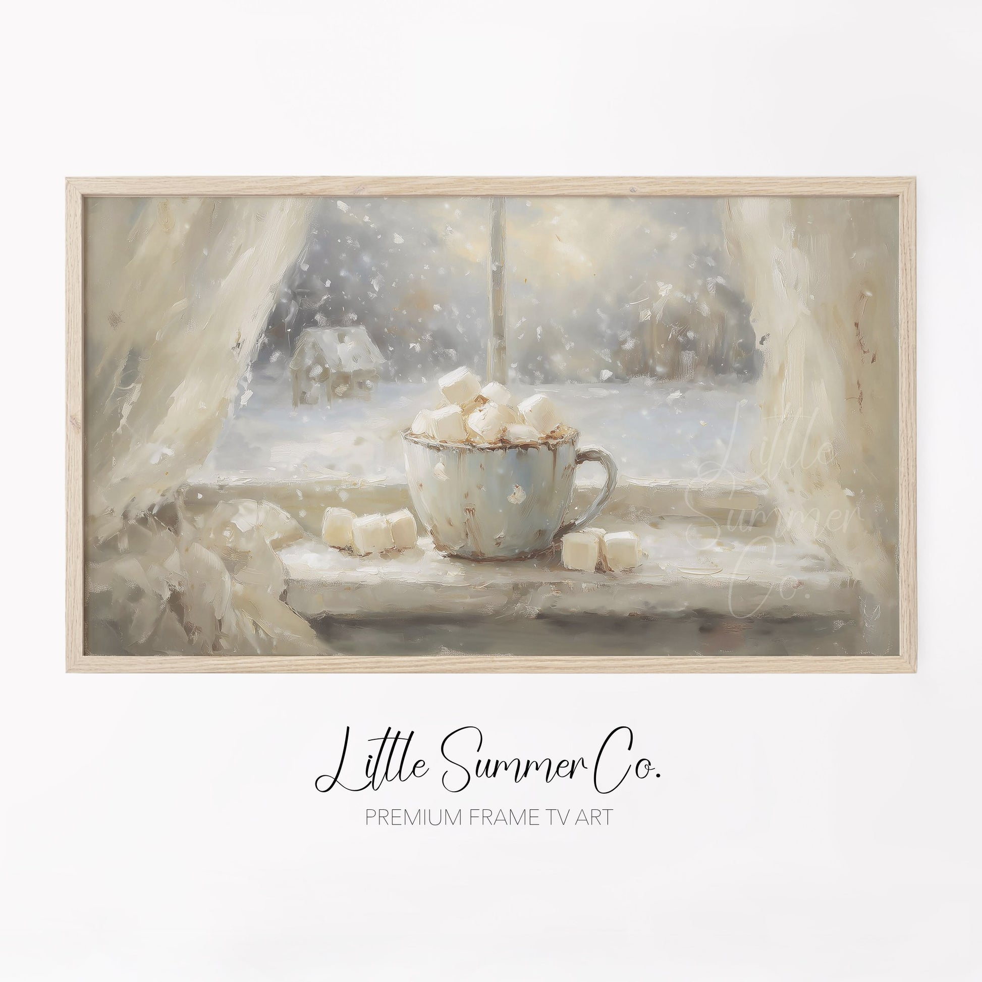 Hot Cocoa Marshmallows Frame TV Art displayed on a TV