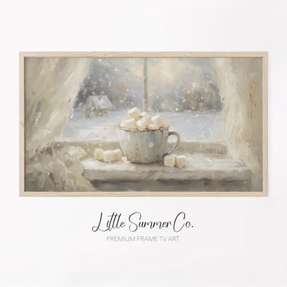 Hot Cocoa Marshmallows Frame TV Art displayed on a TV