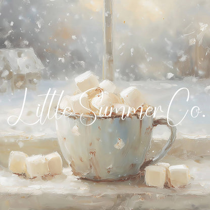 Hot Cocoa Marshmallows Frame TV Art displayed on a TV