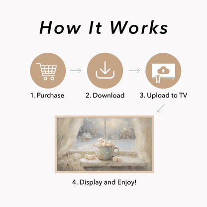 Hot Cocoa Marshmallows Frame TV Art displayed on a TV