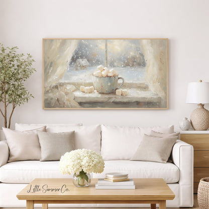 Hot Cocoa Marshmallows Frame TV Art displayed on a TV