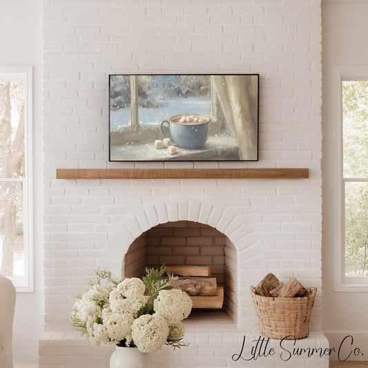 Hot Cocoa Window Frame TV Art displayed on a TV