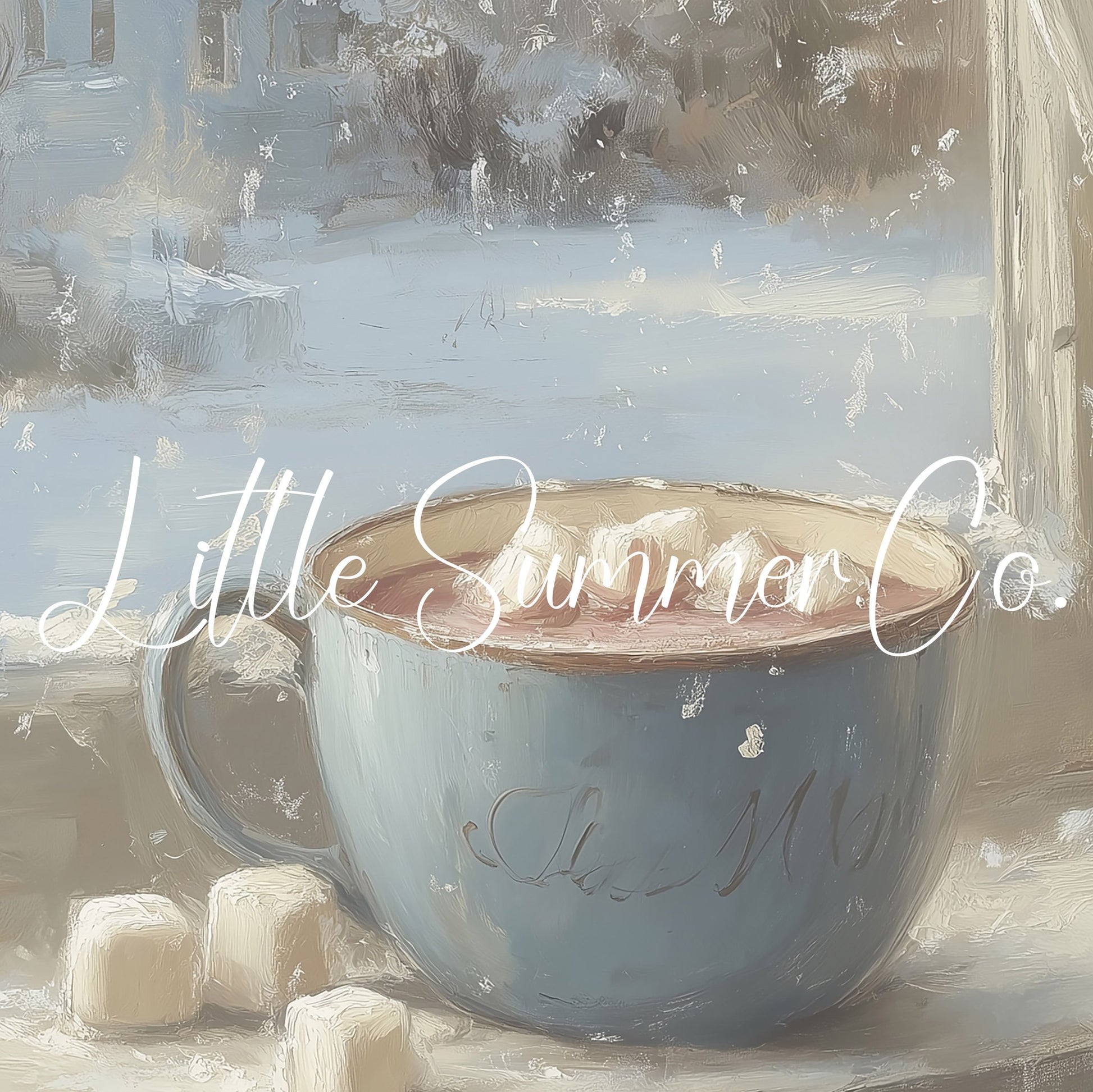 Hot Cocoa Window Frame TV Art displayed on a TV