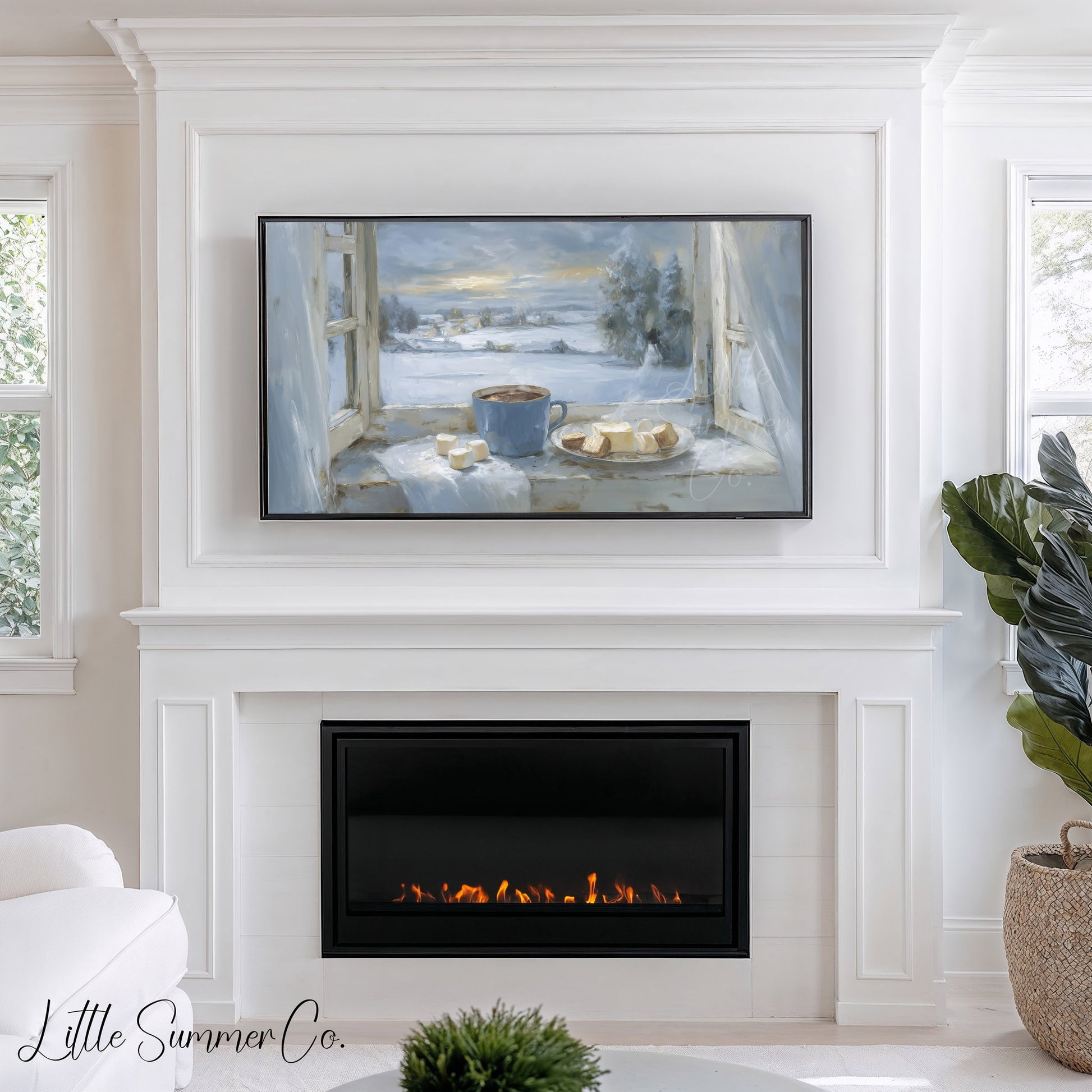 Hot Chocolate Window Frame TV Art displayed on a TV