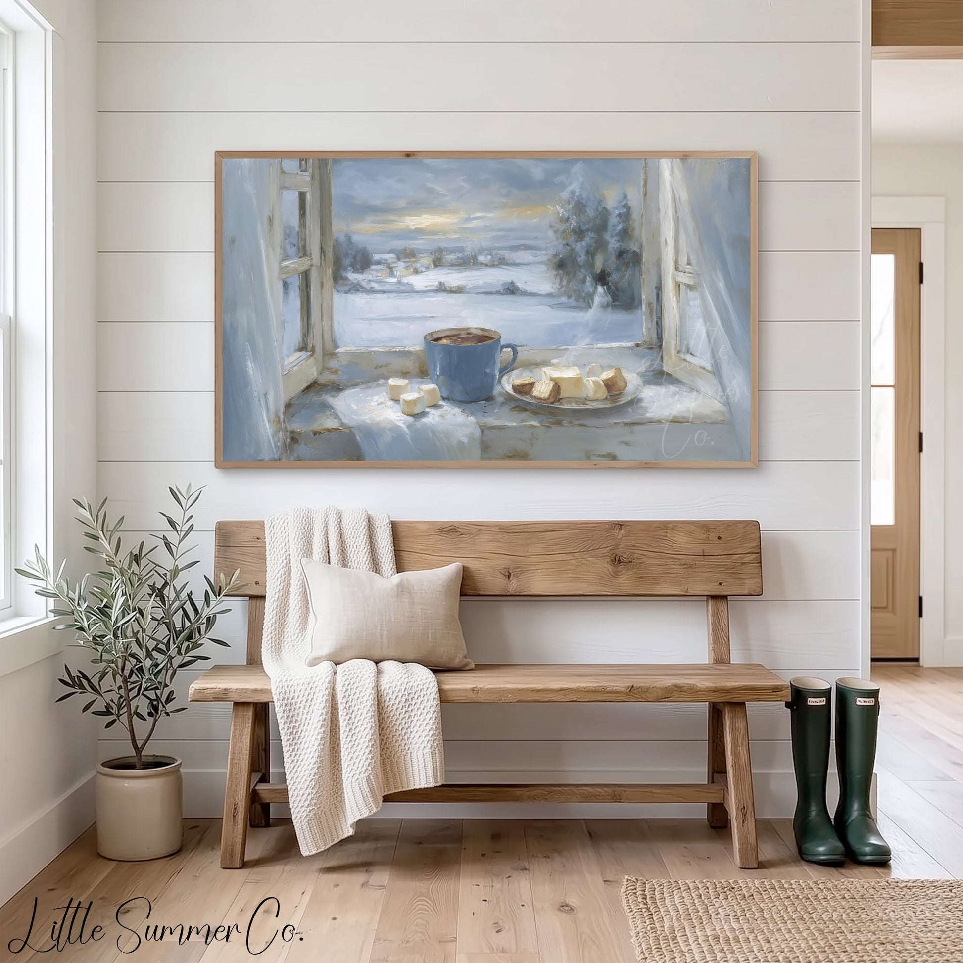 Hot Chocolate Window Frame TV Art displayed on a TV