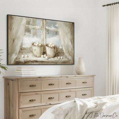 Hot Cocoa Mugs Frame TV Art displayed on a TV