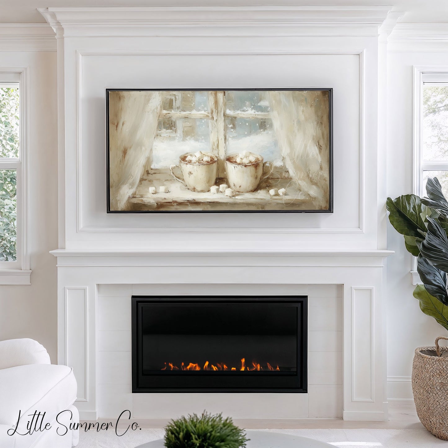 Hot Cocoa Mugs Frame TV Art displayed on a TV