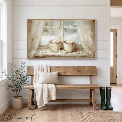 Hot Cocoa Mugs Frame TV Art displayed on a TV