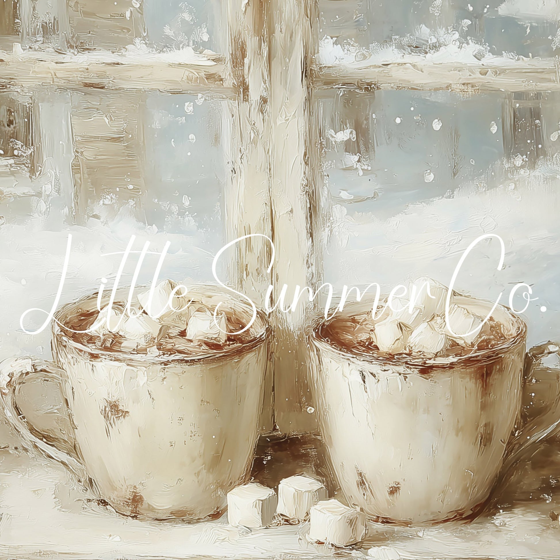 Hot Cocoa Mugs Frame TV Art displayed on a TV