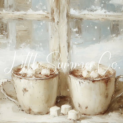 Hot Cocoa Mugs Frame TV Art displayed on a TV