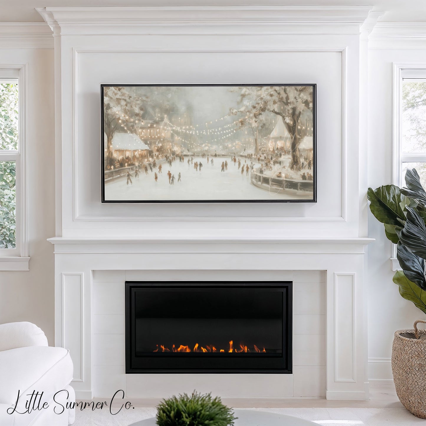 Ice Skating Rink Frame TV Art displayed on a TV