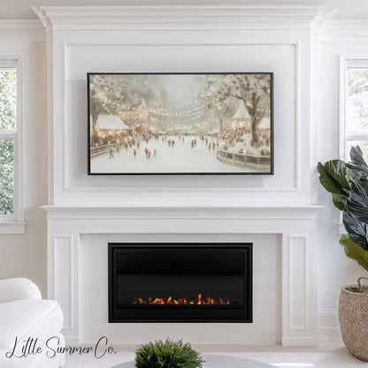 Ice Skating Rink Frame TV Art displayed on a TV