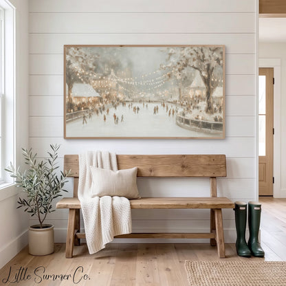 Ice Skating Rink Frame TV Art displayed on a TV