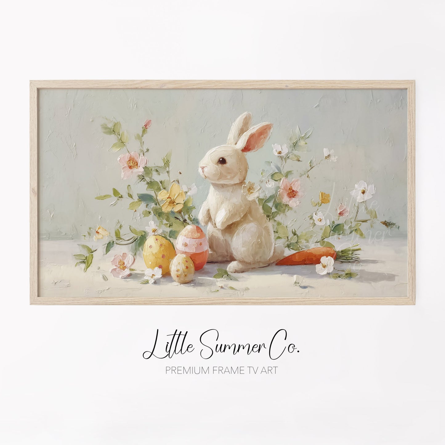 Bunny With Easter Eggs Frame TV Art displayed on a TV